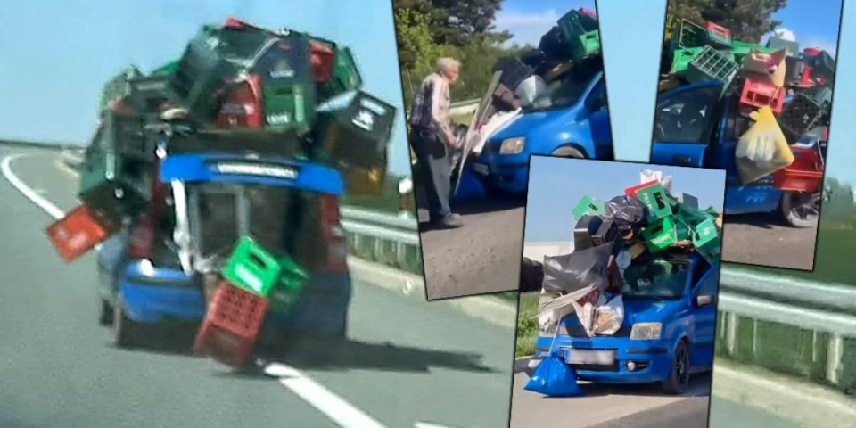 Smetlište na točkovima: Srbin automobil "okitio" kesama i gajbama - Ovoga nema ni u Indiji (FOTO/VIDEO)