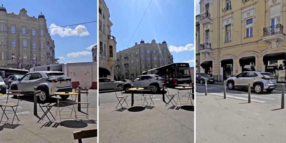 Ima li kraja bahatim vozačima?! Užasavajući snimak iz Karađorđeve - čovek se okreće usred kružnog toka i nastavlja, ali u suprotnom smeru (VIDEO)