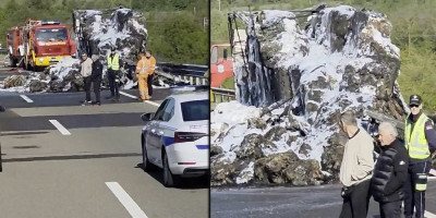 Vatrena buktinja progutala kamion kod Pirota: Vatrogasci jedva obuzdali plamen (FOTO/VIDEO)