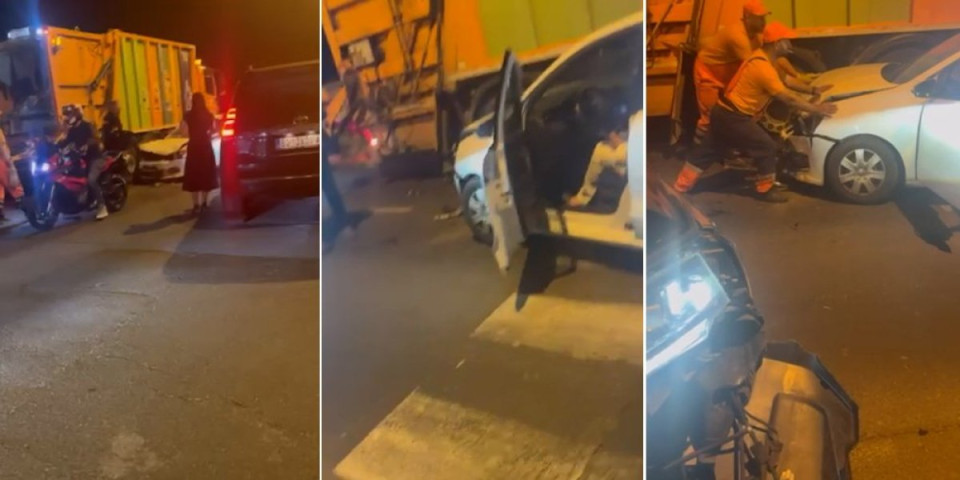 Karambol kod košutnjaka: Udes kamiona gradske čistoće i dva automobila, stvaraju se gužve (VIDEO)