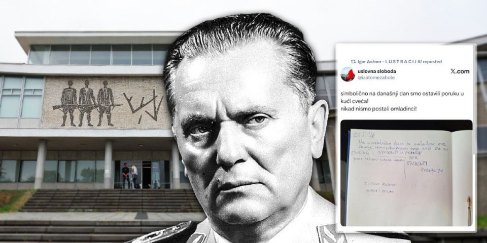 Politički performans u Kući cveća: Blokaderi se uoči Titovog rođendana zaklinju uz poruku: "Studenti pobeđuju!" (FOTO)