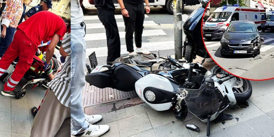 Karambol u centru Beograda: Automobil pokosio motocikl, ima povređenih (FOTO/VIDEO)
