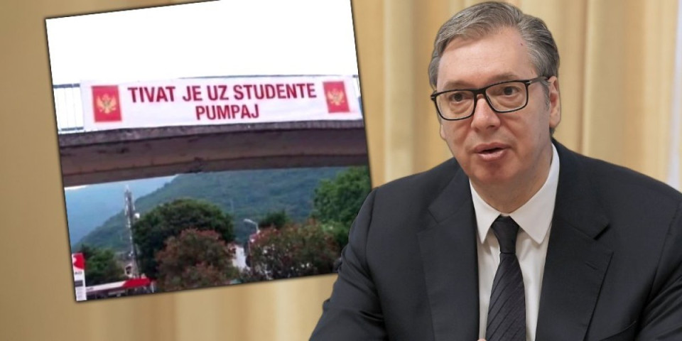 Skandalozna provokacija u Tivtu pred dolazak Vučića! Blokaderi razvili transparent "pumpaj", predsednik brutalno odgovorio (FOTO)
