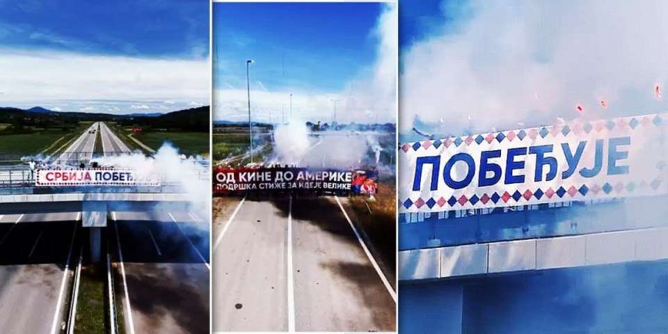 Veličanstveni prizori iz Čačka! "Srbija pobeđuje" se vijori iznad prelepog auto-puta: Narod pokazao da je uz Vučića (VIDEO)