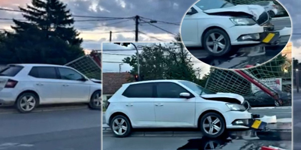 Težak udes na Zrenjanincu: Automobil uništen, zaštitna ograda probijena (VIDEO)