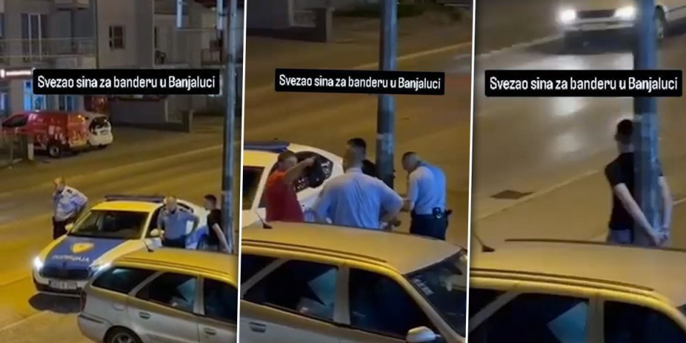Jeziv snimak: Otac vezao sina za banderu usred grada (VIDEO)