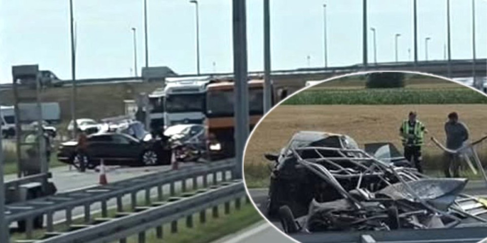 Horor prizor kod Kovilja: Sudar automobila i prikolice, delovi rasuti po kolovozu (FOTO)