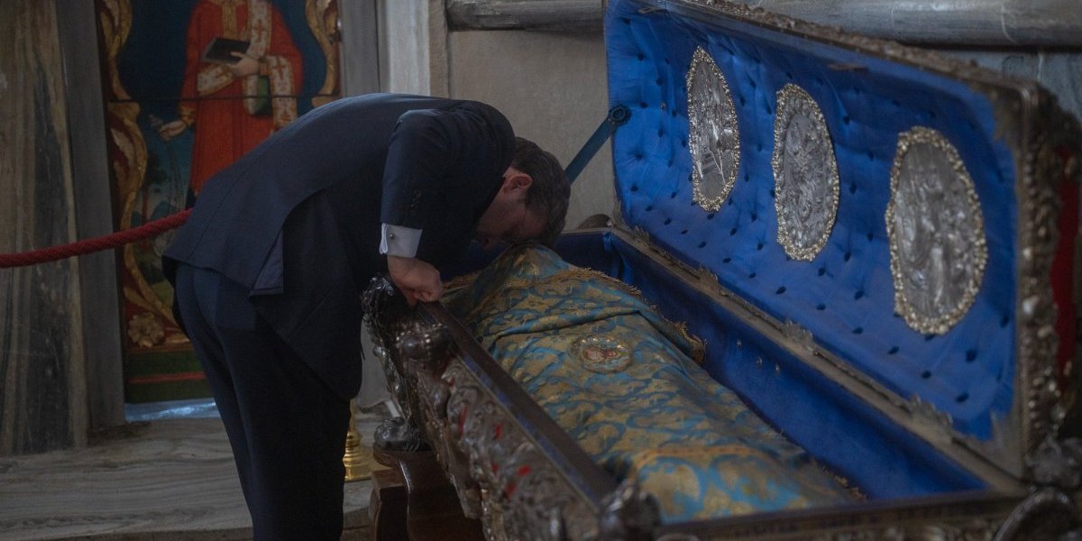 Nikola Selaković u manastiru Studenica