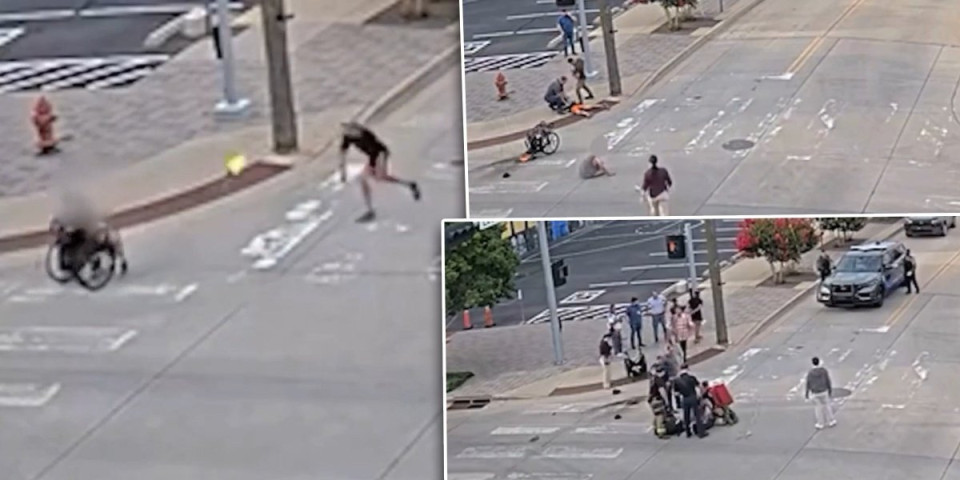 (VIDEO) Čovek u invalidskim kolicima u plamenu! Nećete verovati šta je monstrum bacio na njega: Kamere zabeležile scene užasa