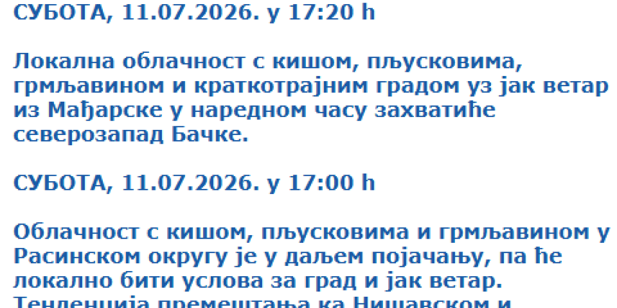 Upozorenje na vremenske nepogode