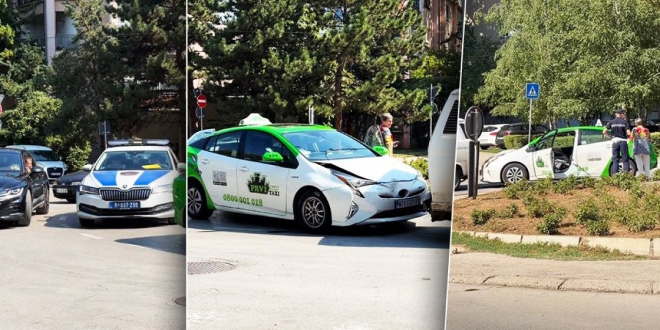 Karambol u Nišu: Sudar taksija i kombija na kružnim toku, vozila slupana (VIDEO)