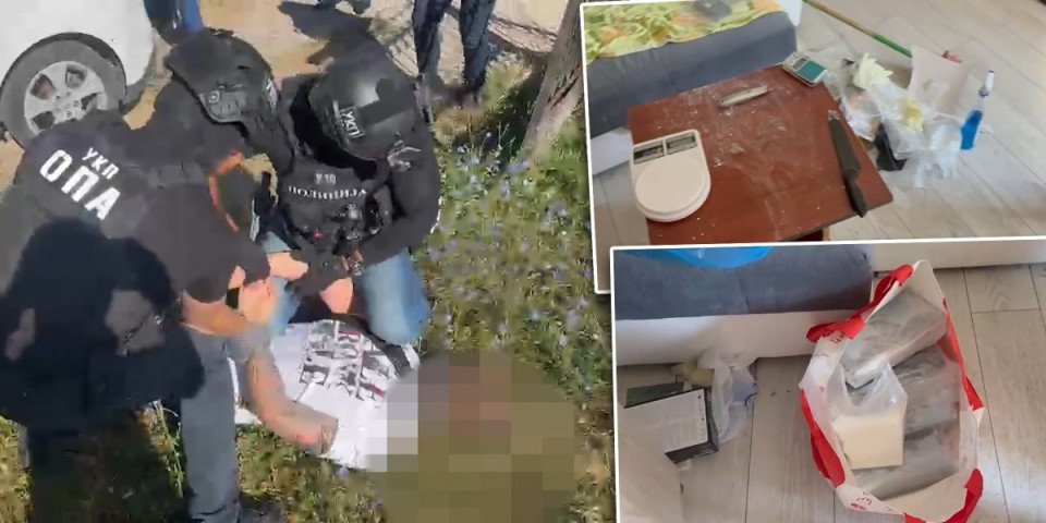 Pune torbe droge i hladno oružje na stolu: Spektakularno hapšenje dilera iz Beograda (VIDEO)