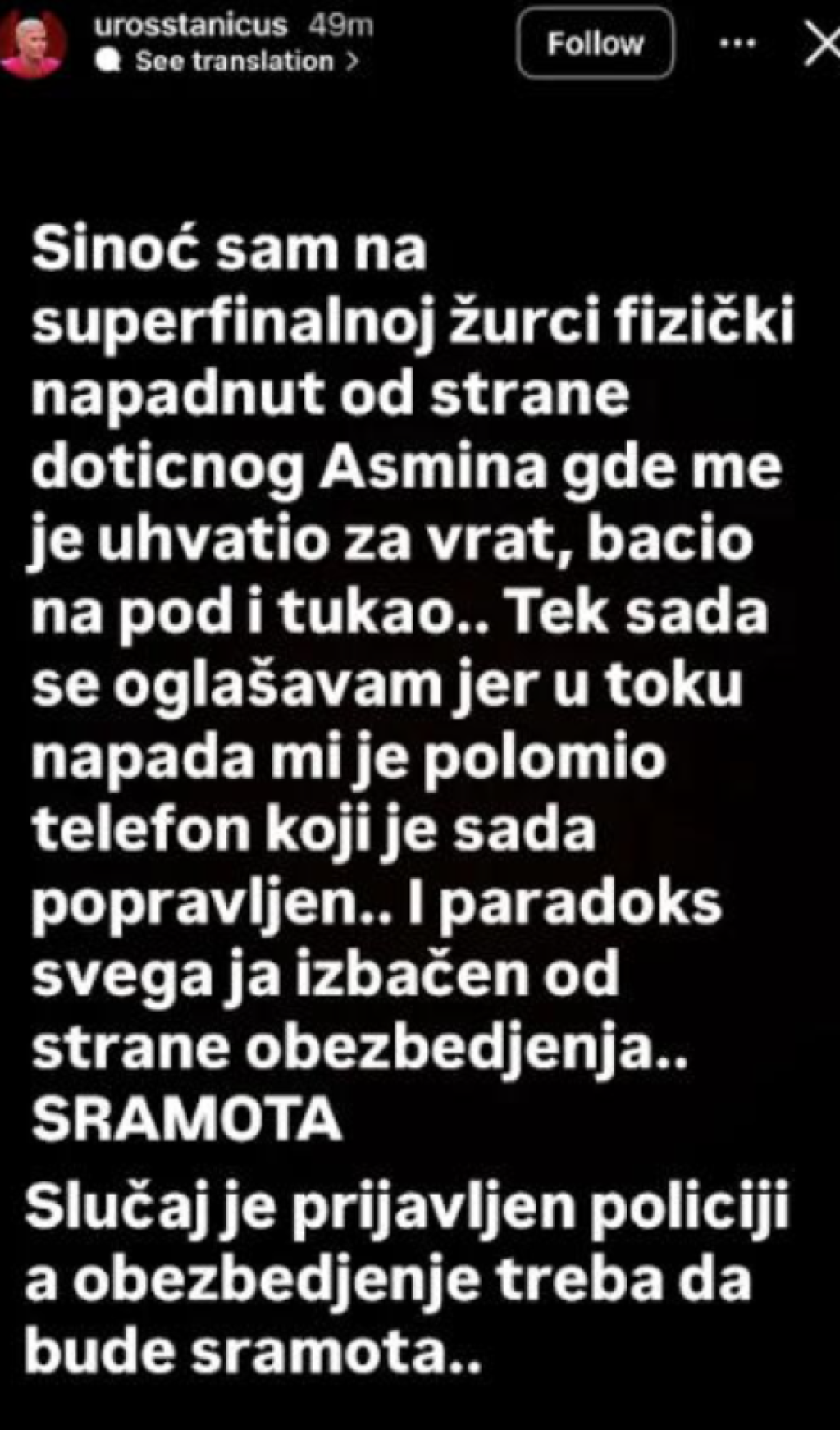 Ko je prvi počeo? Bauštelac uhvatio Uroša za vrat pa bacio o pod, polomio telefon i poslao kući