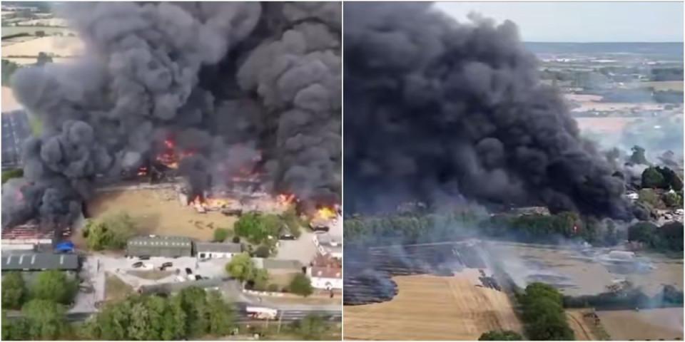 (VIDEO) Prvo vatra, a onda i eksplozija! Englezi ovako nešto nisu doživeli! Dronovi snimili pravu razmeru užasa u Eseksu