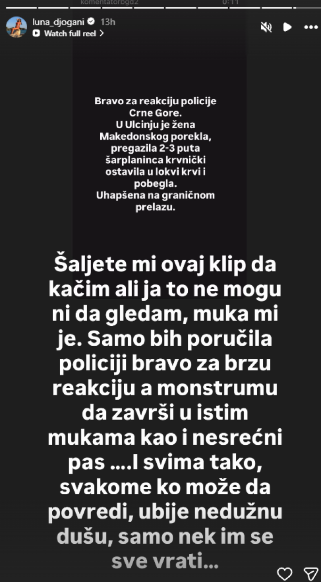 Dobila snimak svirepog ubistva - Luna Đogani van sebe: "Ubija nedužnu dušu"