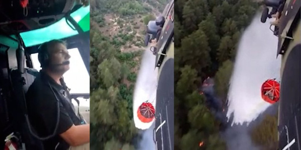 Dramatične scene iz vazduha: Pogledajte kako "Super puma" MUP-a sa neba gasi buktinju u Deliblatskoj peščari (VIDEO)