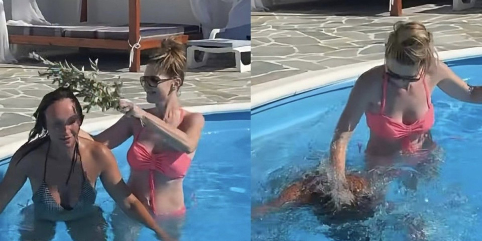 Isterivanje đavola iz Slađe! Natalija sa grančicom u ruci mlati koleginicu po glavi, pa je potapa - Pogledajte samo snimak