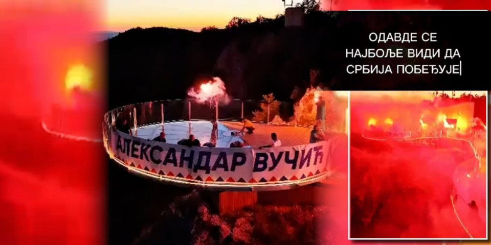 Prizor od kog zastaje dah! Sa vrha Kablara grmelo "Srbija pobeđuje": Baklje i spektakl na novom vidikovcu (VIDEO)