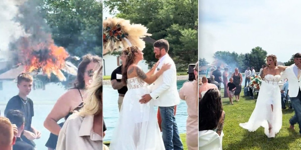 Venčanje iz snova se pretvorilo u dramu: Mlada ugledala plamen iza svojih leđa, a onda uradila nešto neverovatno (VIDEO)