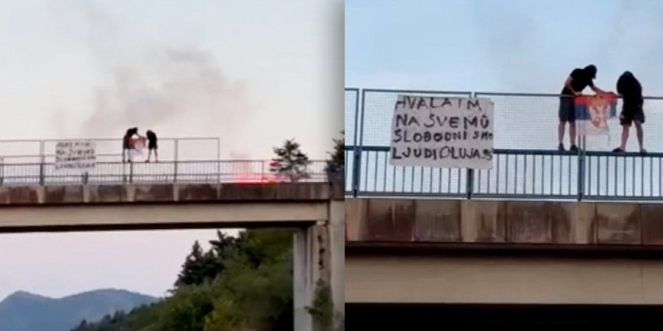 Skandal kod Otočca! Maskirani huligani zapalili zastavu Srbije: Hrvatska policija ćuti (VIDEO)