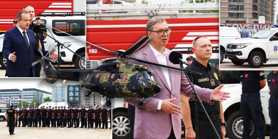 "Helez je lažov, crnogorski mediji su licemerni, a Zelenski..." Vučić dočekao vatrogasce heroje, dobio poklone, pa odgovorio na udarna pitanja (FOTO/VIDEO)