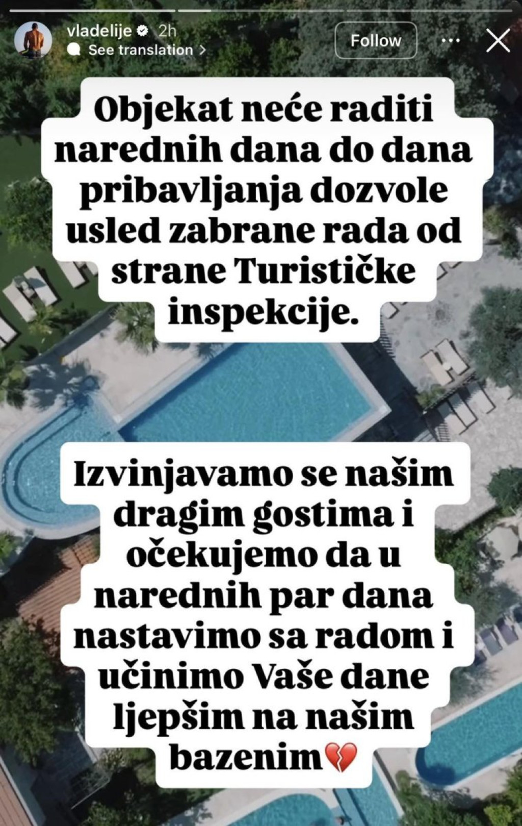 Vladimiru Tomoviću inspekcija zatvorila bazene - Bivši rijaliti učesnik se hitno oglasio!