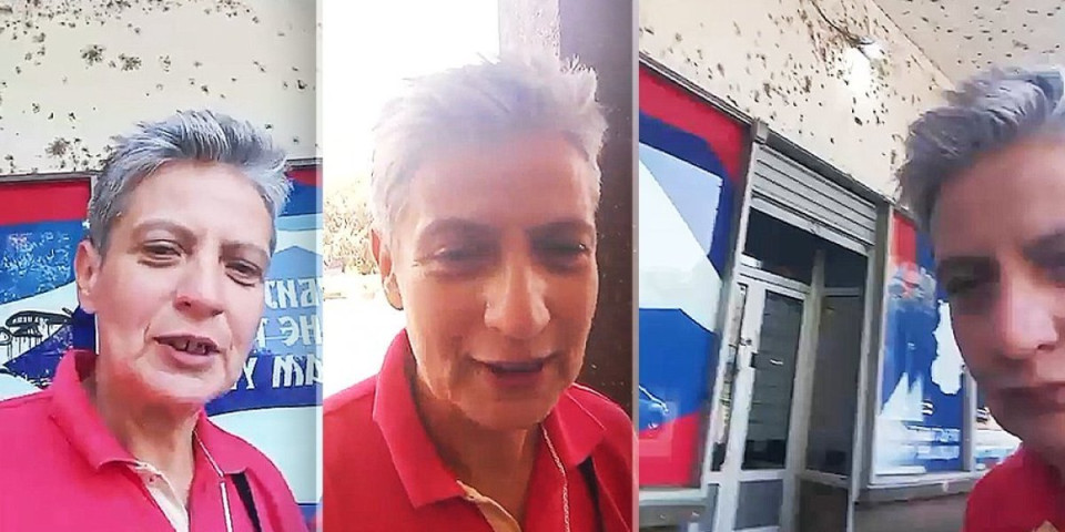 "Sve ću da razbijem!" Pomahnitala blokaderka baca kamenje na prostorije SRS (VIDEO)