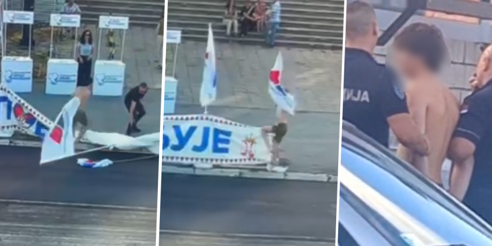 Jezivo nasilje u Kragujevcu: Blokader pocepao zastave SNS, a onda uradio nešto još gore... Ovo je prevršilo svaku meru (VIDEO)