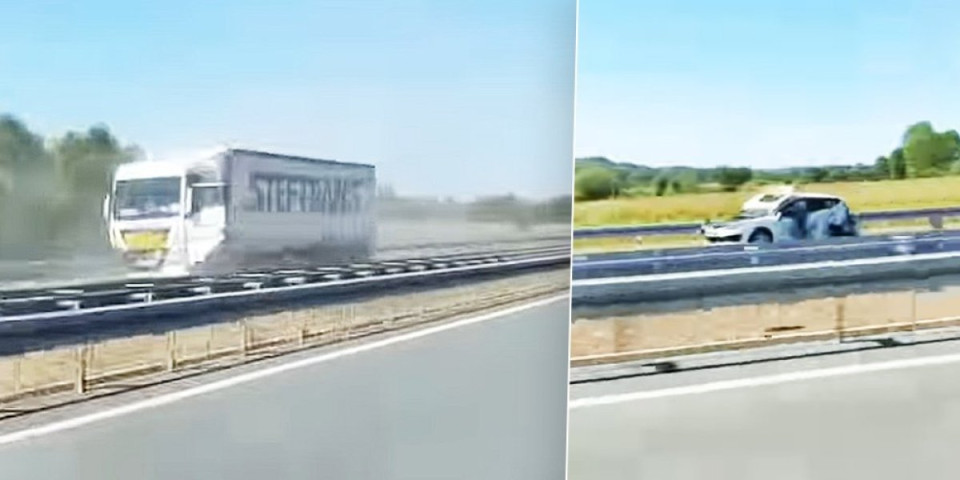 Automobil potpuno smrskan: Teška nesreća na auto-putu Miloš Veliki (VIDEO)