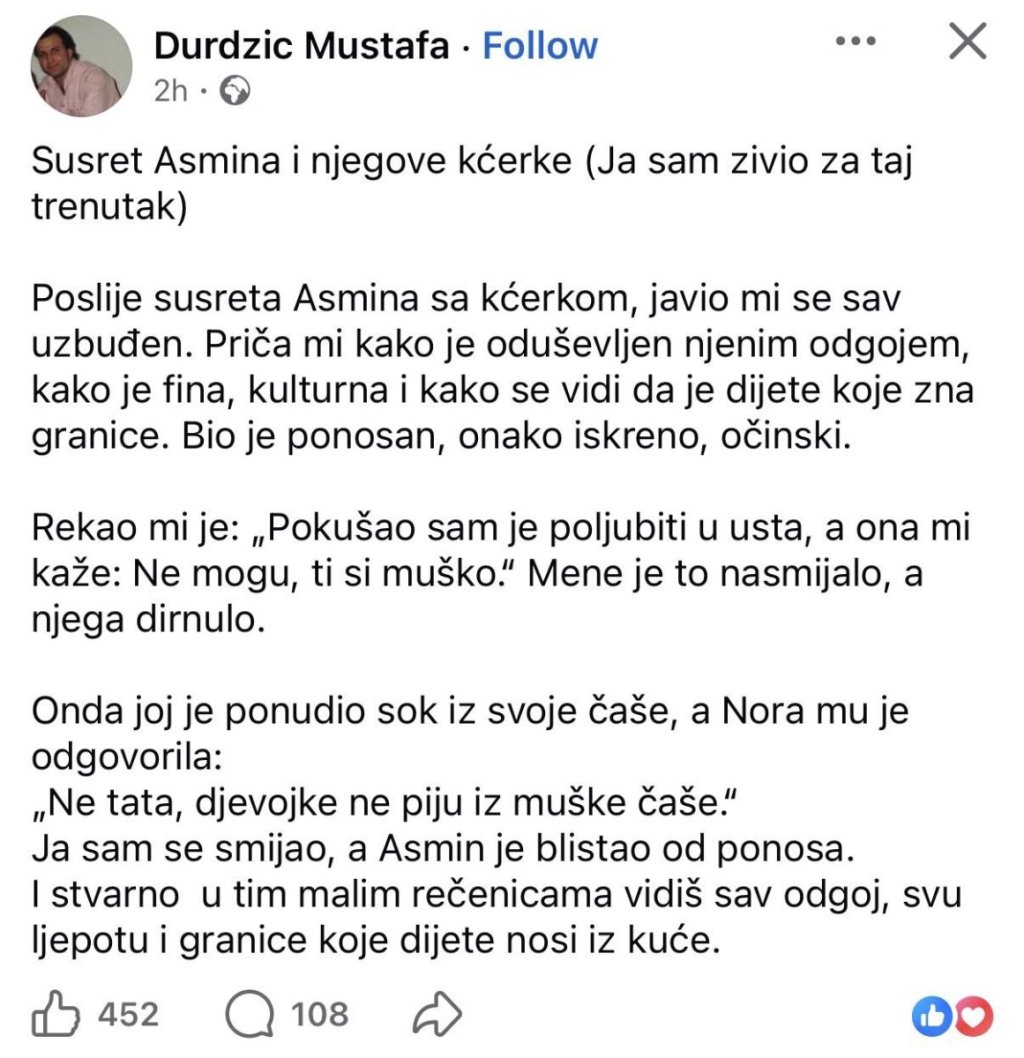 Mustafa Durdžić šokirao detaljima susreta Asmina i ćerke Nore: "Pokušao je da je poljubi u usta"
