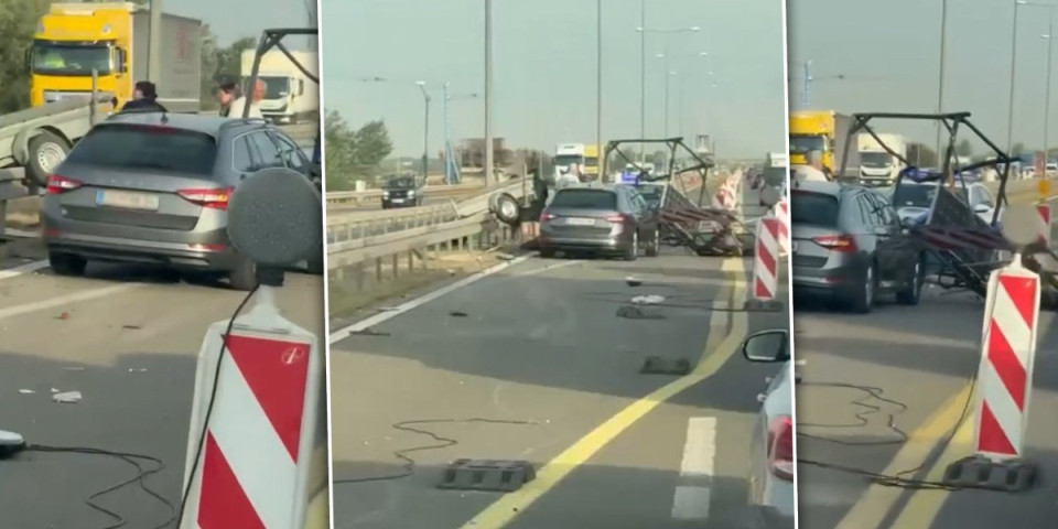 Haos kod Surčina: Srča i delovi vozila rasuti po kolovozu (FOTO)