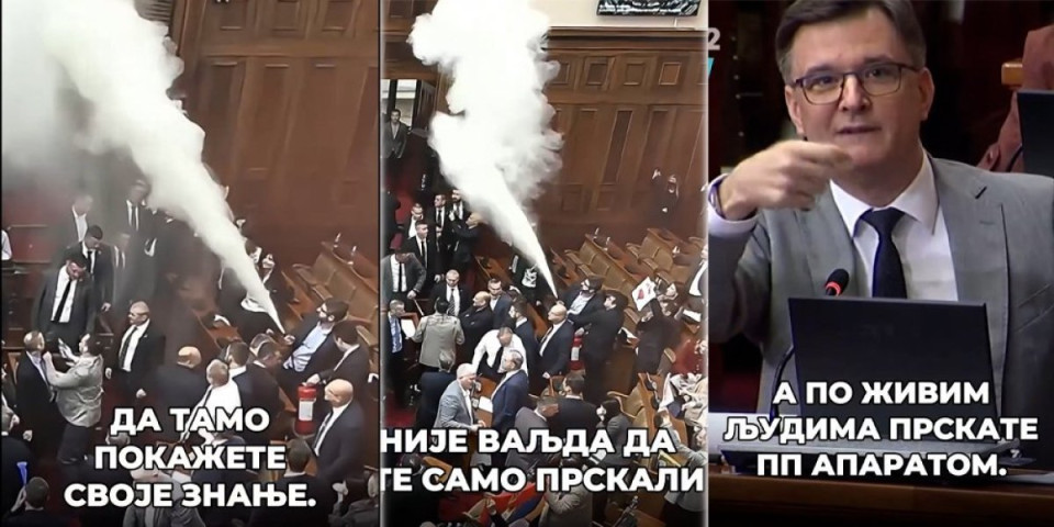 "Nema vas gde je požar, a prskate žive ljude PP aparatom!" Jovanov patosirao Lazovića nakon skandaloznog ponašanja u Skupštini (VIDEO)