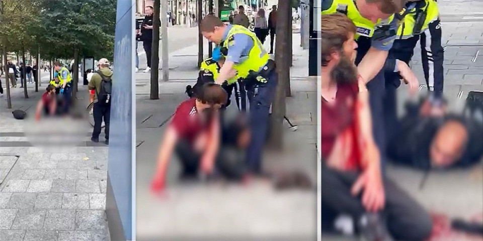 (UZNEMIRUJUĆE) Krv lipti na sve strane! Migrant zverski izbo čoveka nasred ulice, horor scene obišle svet - Evropa u totalnom haosu