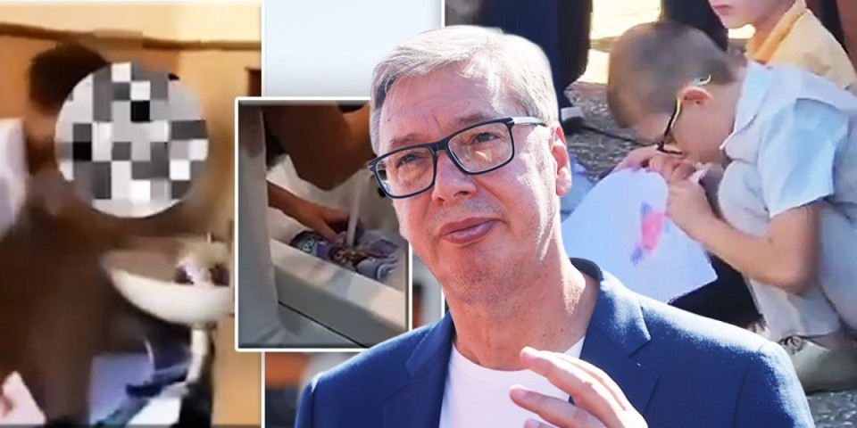 Lekcija iz vaspitanja: Dečak sa ljubavlju popravlja crtež za Vučića, dok blokaderi uče decu da cepaju udžbenike! (VIDEO)