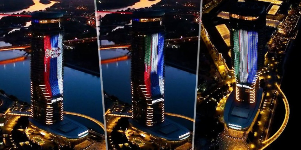 Spektakl na promenadi! Kula Beograd zasijala u bojama dve prijateljske države (VIDEO)