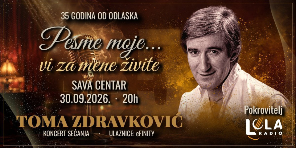 Noć čiste emocije i meraka: Veliki koncert u čast Tome Zdravkovića 30. septembra u Sava Centru