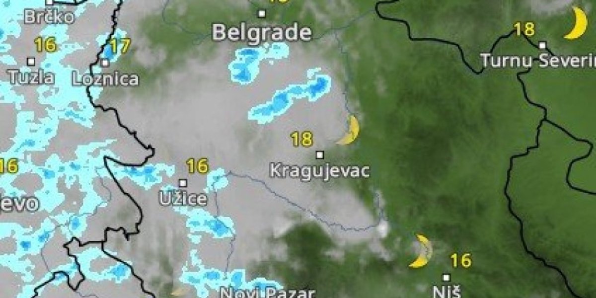 Vreme radar, 14.9. u 23:00 sata