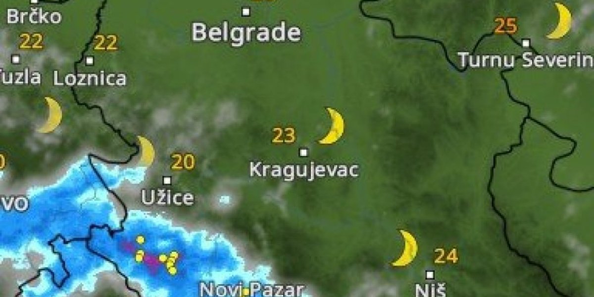 Padavine oko 19:00 sati