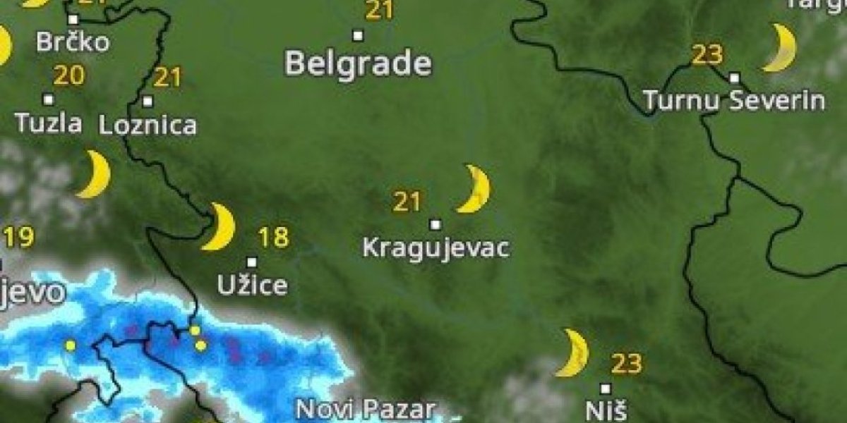 Padavine oko 20:00 sati