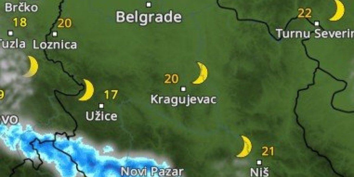 Padavine oko 21:00 sat
