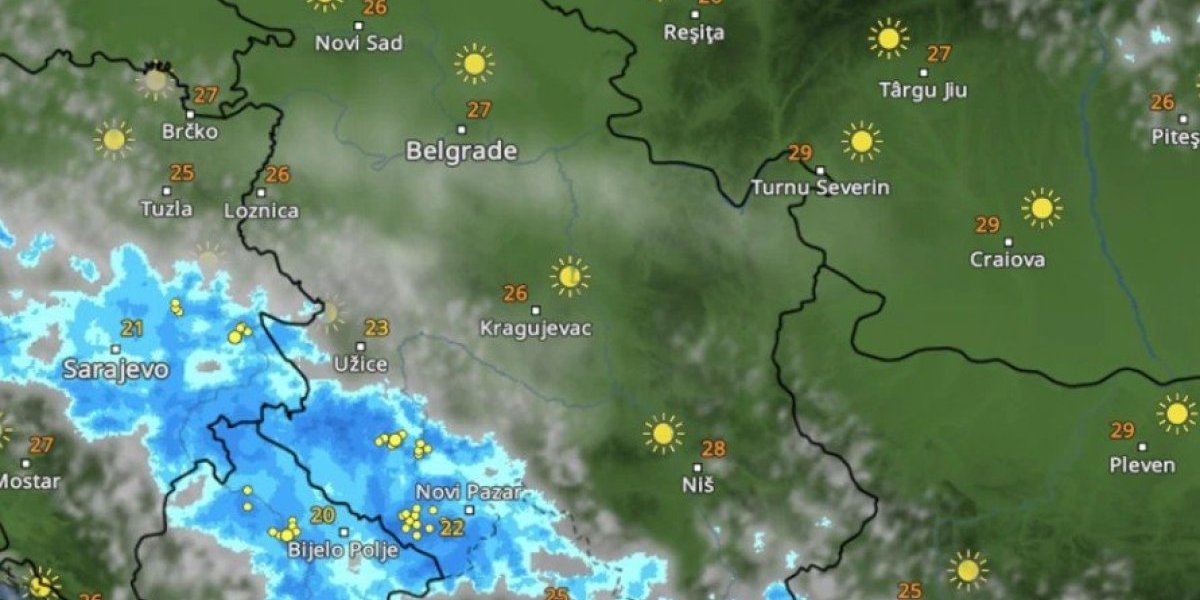 Padavine u Srbiji, 19. septembar, u 18:00 sati
