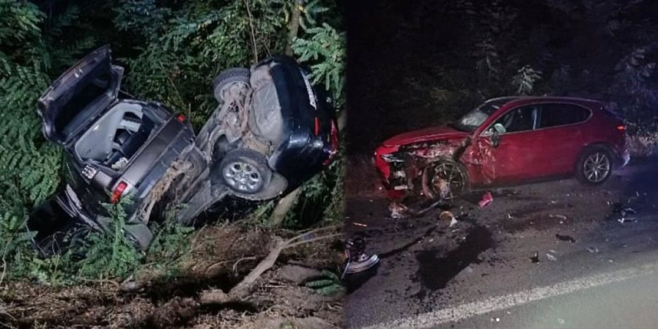 Jeziva nesreća kod Priboja: Tri automobila učestvovala u udesu, dva završila u kanalu – ima povređenih