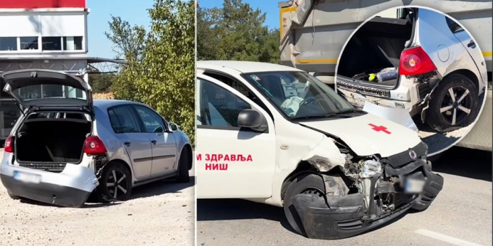 Žestok sudar u Nišu! Jedan auto potpuno uništen, delovi vozila i srča svuda po putu (FOTO)