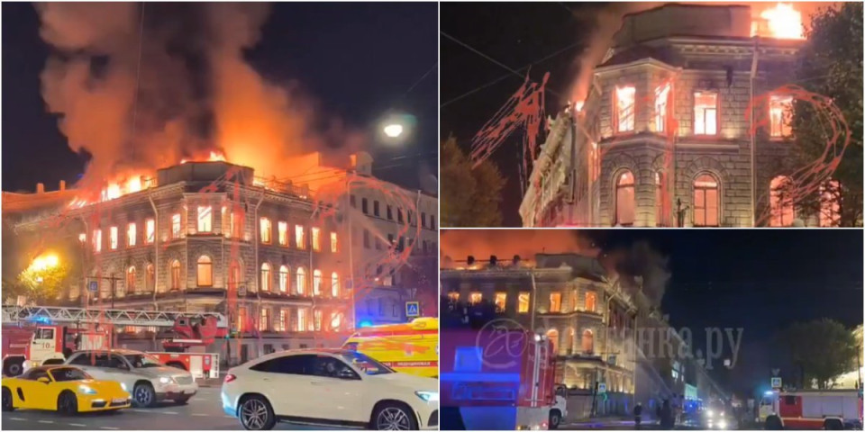 (VIDEO) Horor! Planula palata usred Putinovog govora: Vatra guta istorijsko zdanje u Sankt Peterburgu, širi se jezivom brzinom