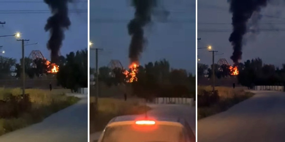 Vatrena stihija na graničnom prelazu Sremska Rača: Zapalio se kamion na mostu - Gust dim prekrio nebo (VIDEO)