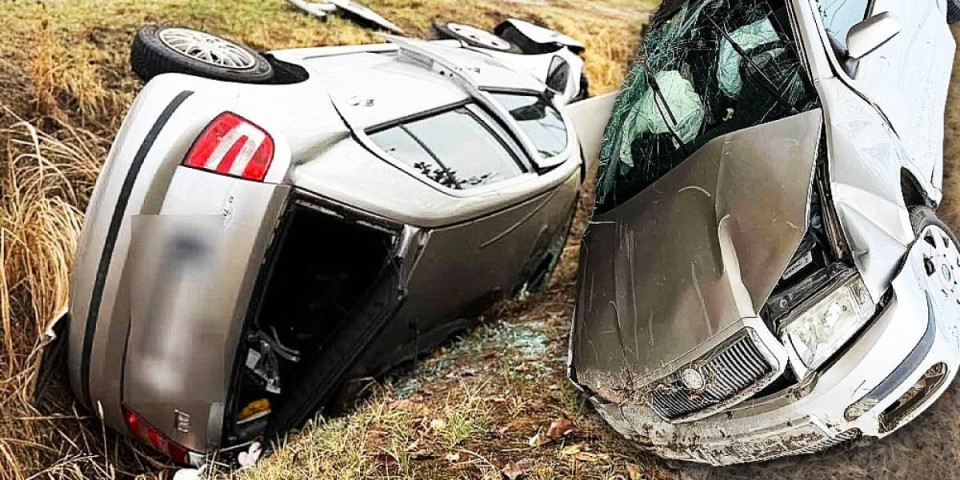 Automobil sleteo s puta i završio u kanalu: Jeziv prizor kod Novog Sada, vozilo potpuno smrskano (FOTO)