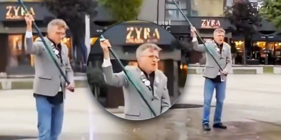 Skandalozan snimak blokadera: Pogledajte kako se Željko Hubač svađa sam sa sobom usred Leskovca! (VIDEO)