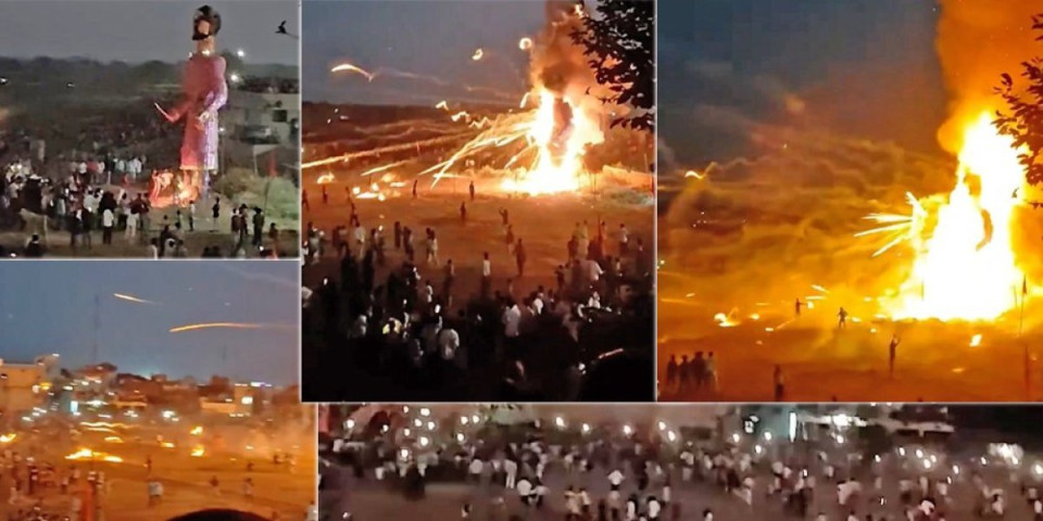 (VIDEO) Zapalili figuru demona, pa dobili neočekivani odgovor! Varnice i rakete lete na sve strane, mreže gore